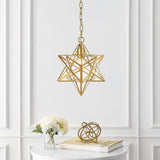 Stellaa 12" Moravian Star Metal/Clear Glass LED Pendant - JONATHAN Y