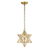 Stellaa 12" Moravian Star Metal/Clear Glass LED Pendant - JONATHAN Y