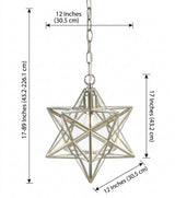 Stellaa 12" Moravian Star Metal/Clear Glass LED Pendant Nickel/Clear – DIM