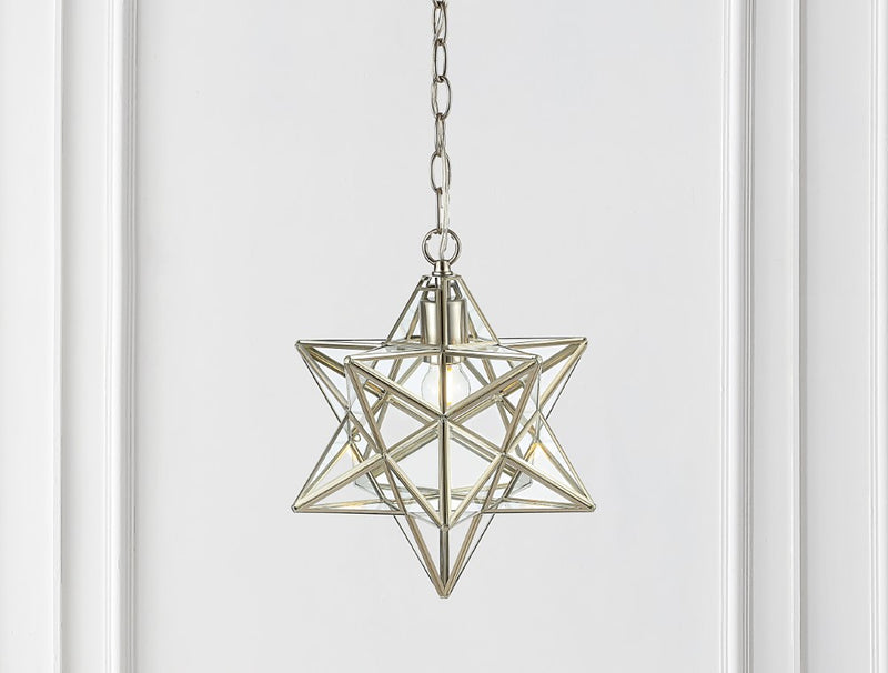 Stellaa 12" Moravian Star Metal/Clear Glass LED Pendant