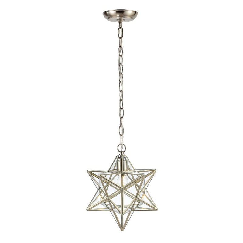 Stellaa 12" Moravian Star Metal/Clear Glass LED Pendant