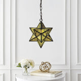 Stellaa 12" Moravian Star Metal/Clear Glass LED Pendant