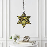 Stellaa 12" Moravian Star Metal/Clear Glass LED Pendant