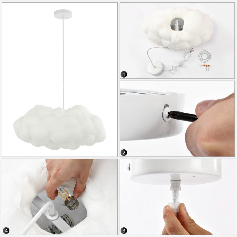 Zephyr 23"  Modern Contemporary Silk LED Cloud Pendant - JONATHAN Y