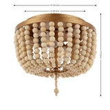 Allison 15" Wood Beaded/Metal LED Flush Mount