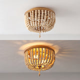 Allison 15" Wood Beaded/Metal LED Flush Mount