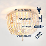 Allison 15" Wood Beaded/Metal LED Flush Mount
