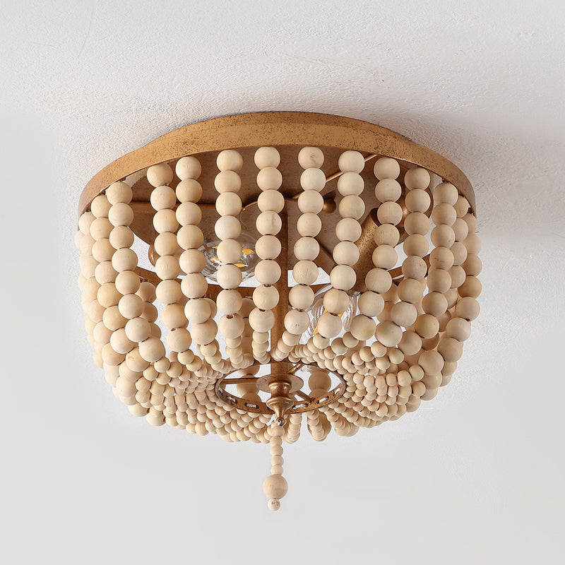 Allison 15" Wood Beaded/Metal LED Flush Mount