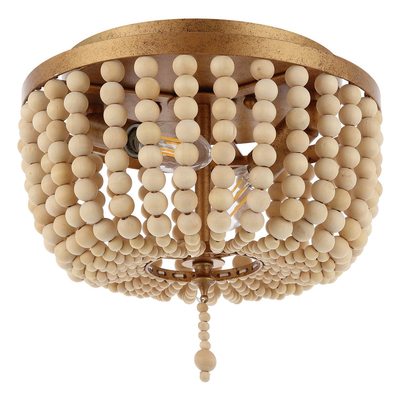 Allison 15" Wood Beaded/Metal LED Flush Mount