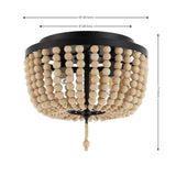 Allison 15" Wood Beaded/Metal LED Flush Mount