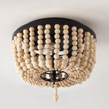 Allison 15" Wood Beaded/Metal LED Flush Mount