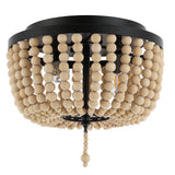 Allison 15" Wood Beaded/Metal LED Flush Mount