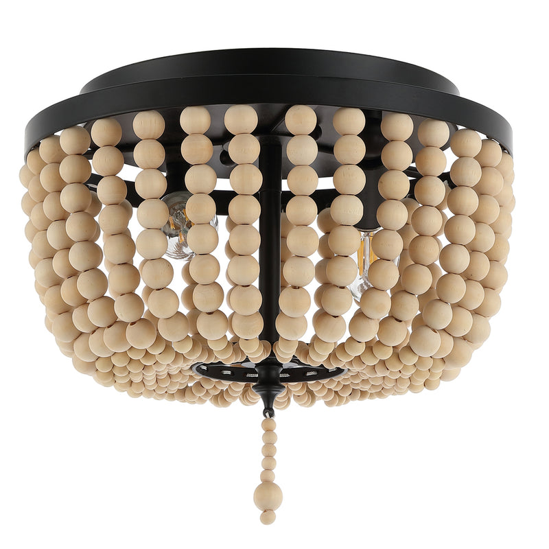 Allison 15" Wood Beaded/Metal LED Flush Mount