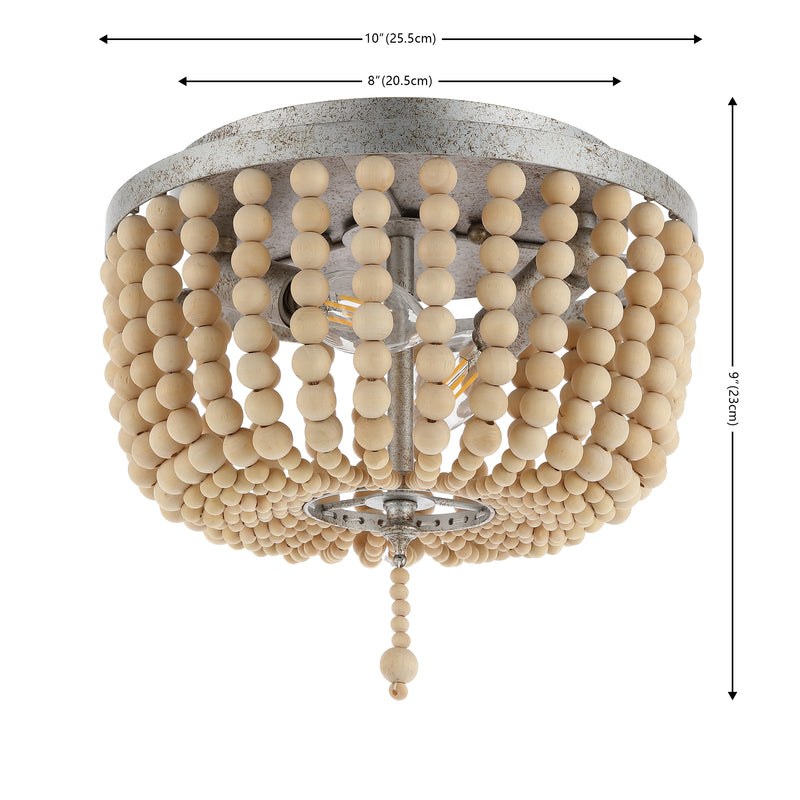 Allison 15" Wood Beaded/Metal LED Flush Mount
