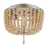 Allison 15" Wood Beaded/Metal LED Flush Mount