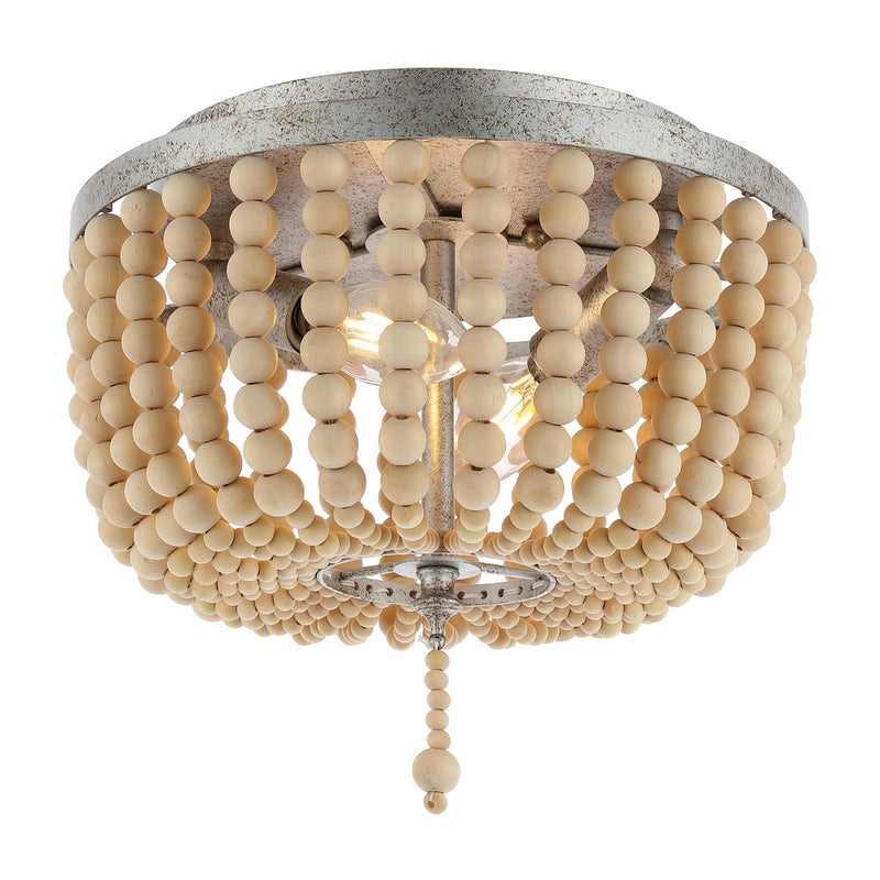 Allison 15" Wood Beaded/Metal LED Flush Mount