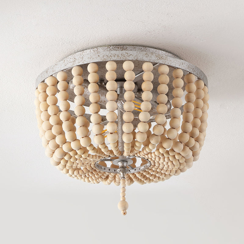 Allison 15" Wood Beaded/Metal LED Flush Mount