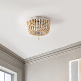 Allison 15" Wood Beaded/Metal LED Flush Mount