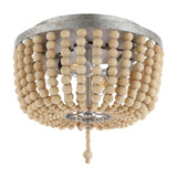 Allison 15" Wood Beaded/Metal LED Flush Mount
