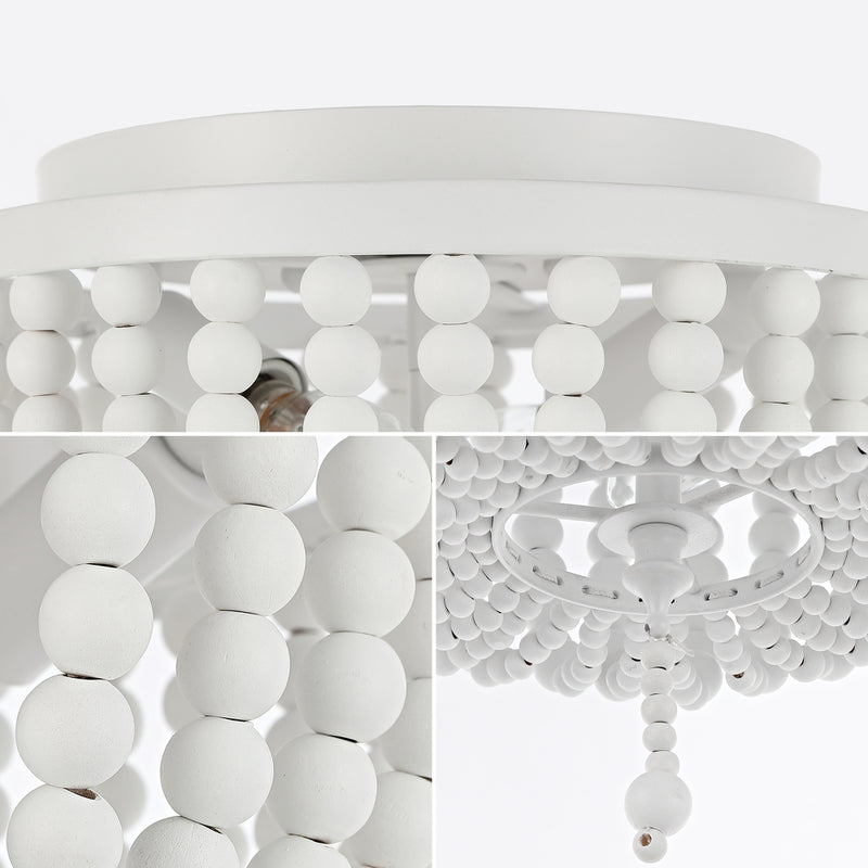Allison 15" Wood Beaded/Metal LED Flush Mount