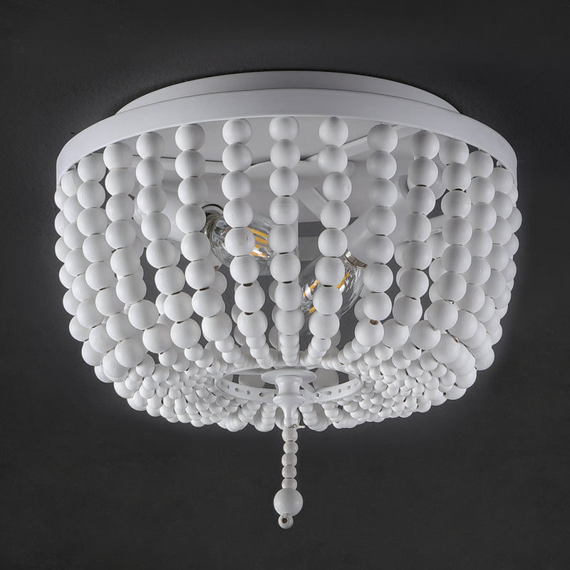 Allison 15" Wood Beaded/Metal LED Flush Mount
