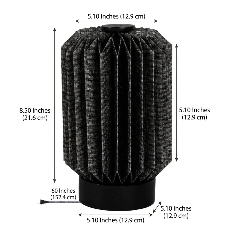 Banks 8.5" Modern Minimalist Paper Pleated Column Accent LED Table Lamp Black – DIM