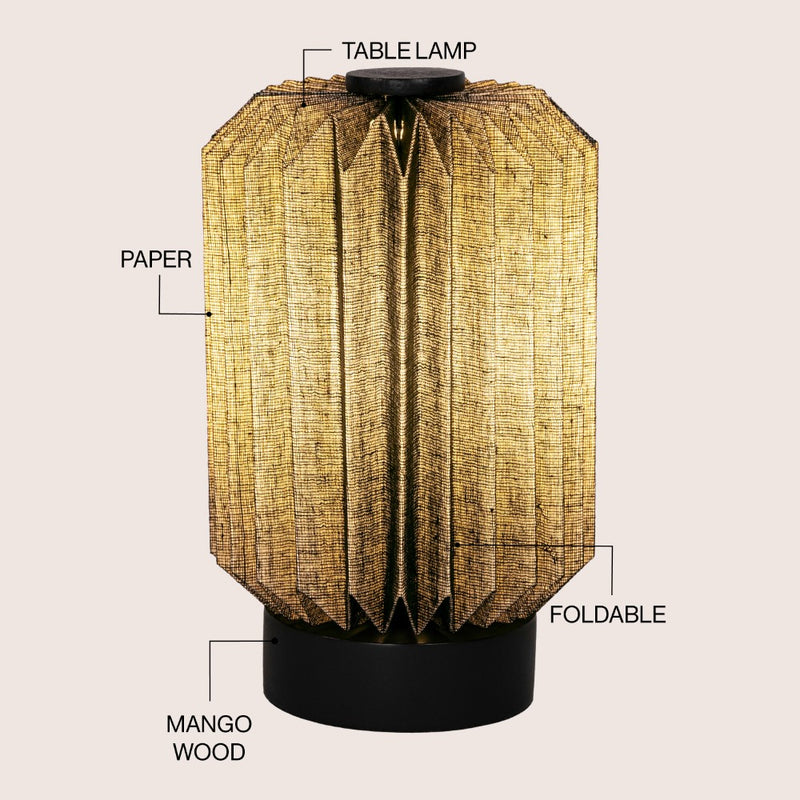 Banks 8.5" Modern Minimalist Paper Pleated Column Accent LED Table Lamp