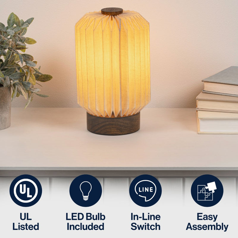 Banks 8.5" Modern Minimalist Paper Pleated Column Accent LED Table Lamp