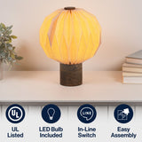 Quincy 11" Modern Minimalist Paper Pleated Orb Accent LED Table Lamp