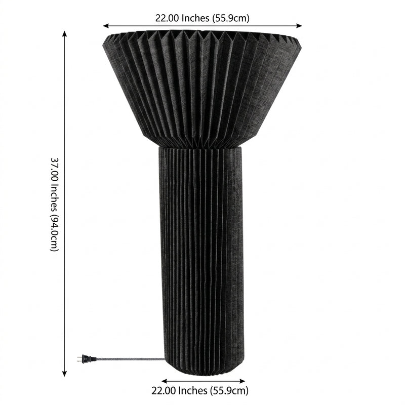 Archer 37" Modern Minimalist Pleated Shade Floor Lamp Black – DIM