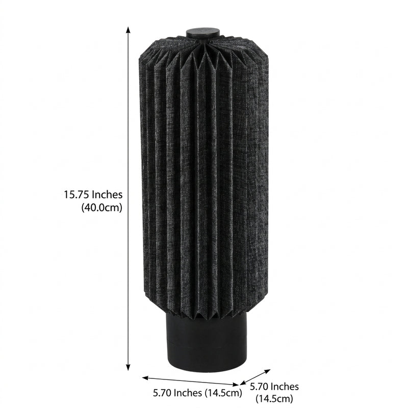 Banks 15.75" Modern Minimalist Paper Pleated Column Accent LED Table Lamp Black – DIM