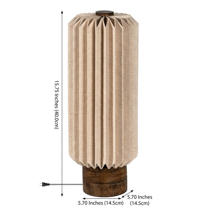 Banks 15.75" Modern Minimalist Paper Pleated Column Accent LED Table Lamp Natural – DIM