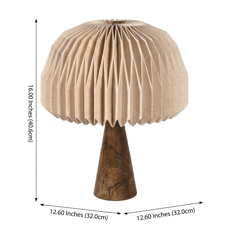 Sylvie 16" Modern Minimalist Paper Pleated Shade Mushroom Accent LED Table Lamp Natural – DIM