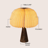 Sylvie 16" Modern Minimalist Paper Pleated Shade Mushroom Accent LED Table Lamp