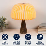 Sylvie 16" Modern Minimalist Paper Pleated Shade Mushroom Accent LED Table Lamp