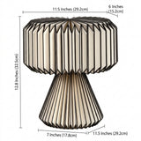 Zelda 12.8" Modern Art Deco Paper Pleated Shade Accent LED Table Lamp Black/Off-White – DIM