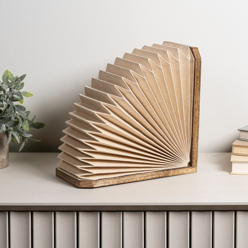Darla Modern Art Deco Paper Half Pleated Fan LED Table Lamp