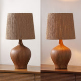 Eben 23" Rustic Farmhouse Resin/Metal Gourd LED Table Lamp with Paper Rope Shade