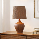 Eben 23" Rustic Farmhouse Resin/Metal Gourd LED Table Lamp with Paper Rope Shade