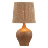 Eben 23" Rustic Farmhouse Resin/Metal Gourd LED Table Lamp with Paper Rope Shade