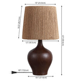 Eben 23" Rustic Farmhouse Resin/Metal Gourd LED Table Lamp with Paper Rope Shade