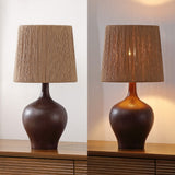 Eben 23" Rustic Farmhouse Resin/Metal Gourd LED Table Lamp with Paper Rope Shade