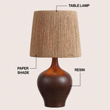 Eben 23" Rustic Farmhouse Resin/Metal Gourd LED Table Lamp with Paper Rope Shade