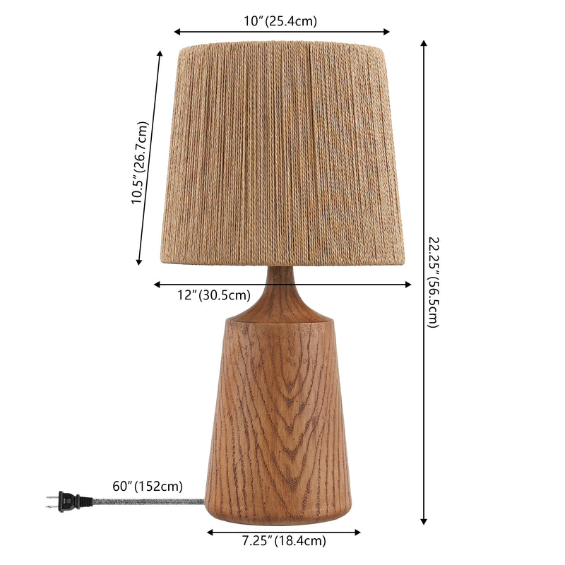 Highland 22.25" Classic Cottage Tapered Resin/Metal LED Table Lamp with Paper Rope Shade