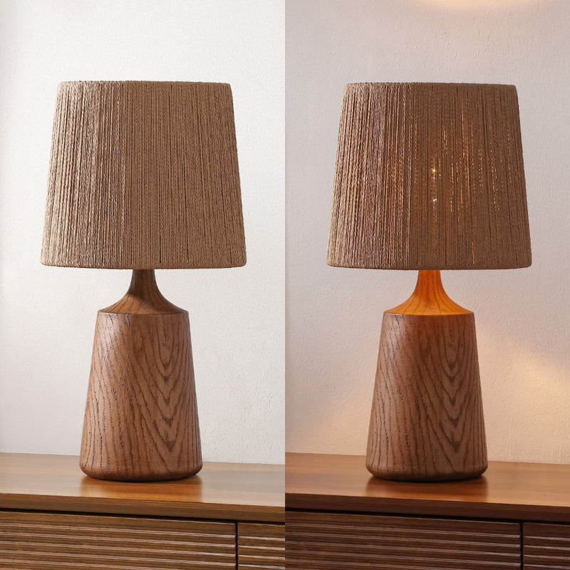 Highland 22.25" Classic Cottage Tapered Resin/Metal LED Table Lamp with Paper Rope Shade