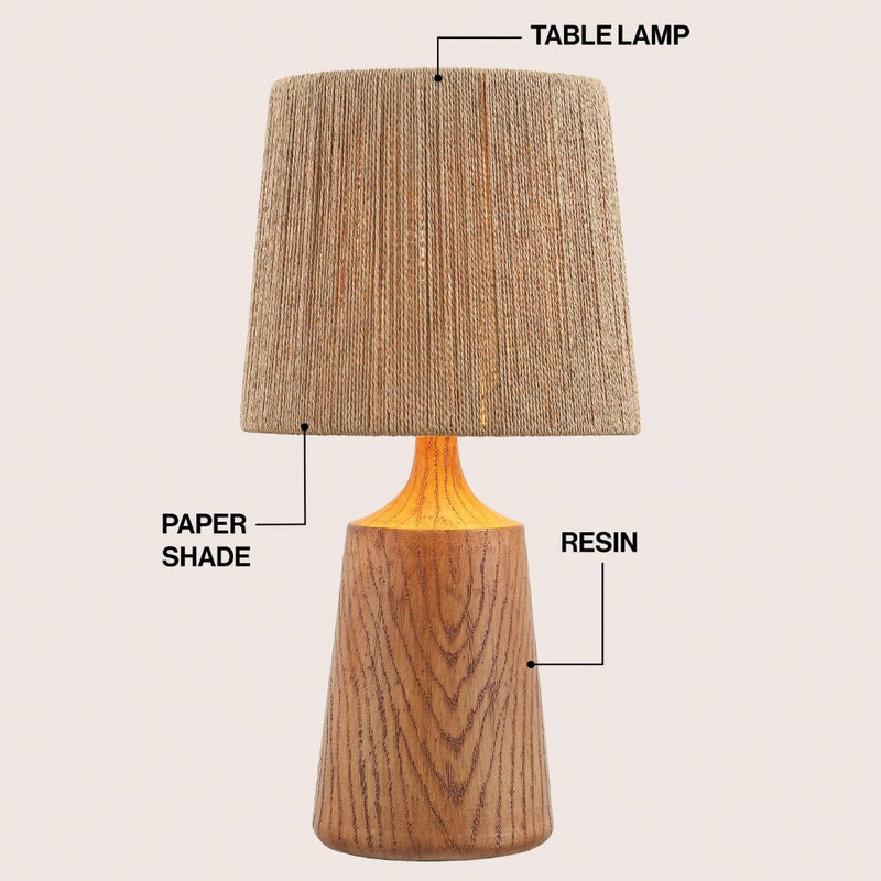 Highland 22.25" Classic Cottage Tapered Resin/Metal LED Table Lamp with Paper Rope Shade