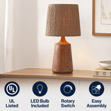 Highland 22.25" Classic Cottage Tapered Resin/Metal LED Table Lamp with Paper Rope Shade
