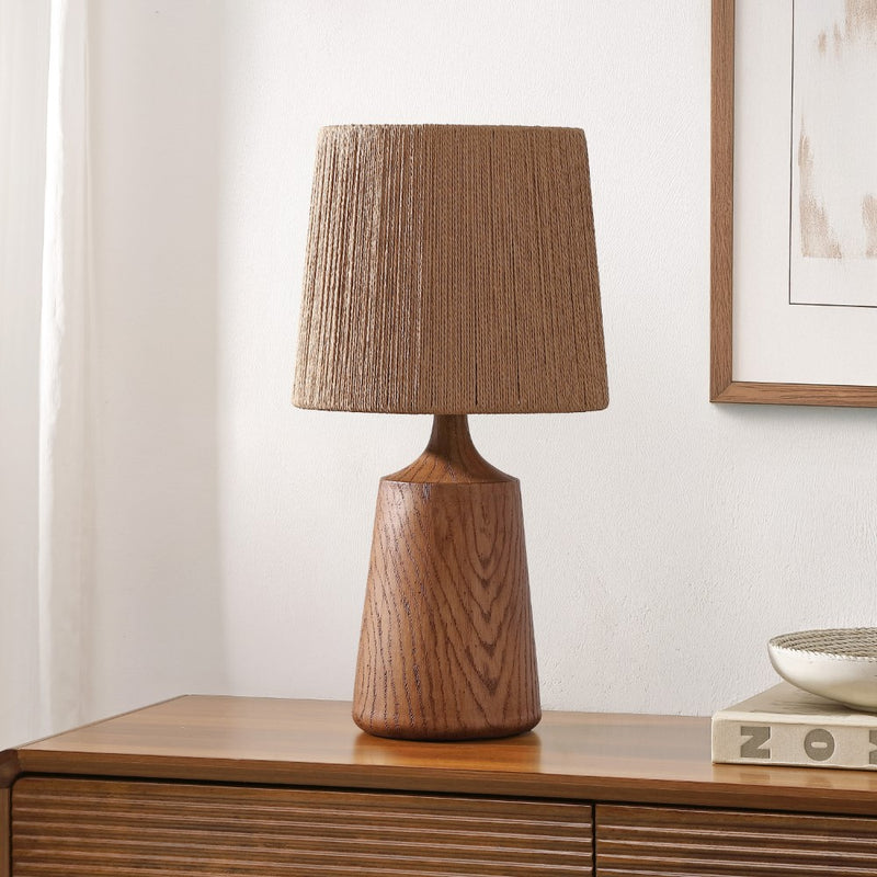 Highland 22.25" Classic Cottage Tapered Resin/Metal LED Table Lamp with Paper Rope Shade