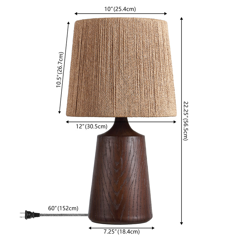 Highland 22.25" Classic Cottage Tapered Resin/Metal LED Table Lamp with Paper Rope Shade
