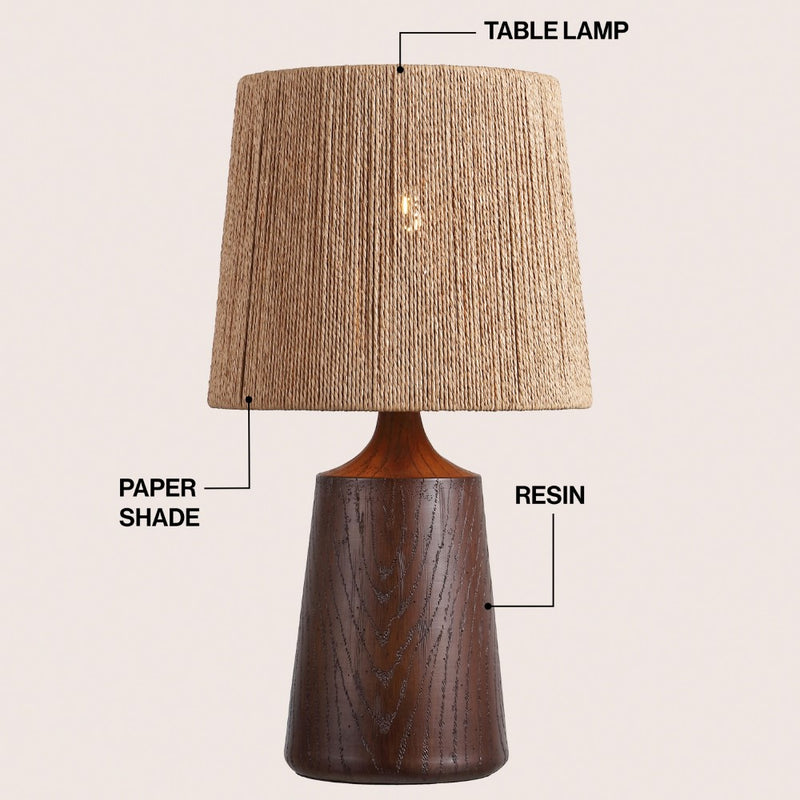 Highland 22.25" Classic Cottage Tapered Resin/Metal LED Table Lamp with Paper Rope Shade